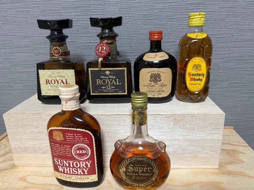 古酒ローヤル12年、角特級、スーパーニッカ 突起ボトル など6本セット180ml