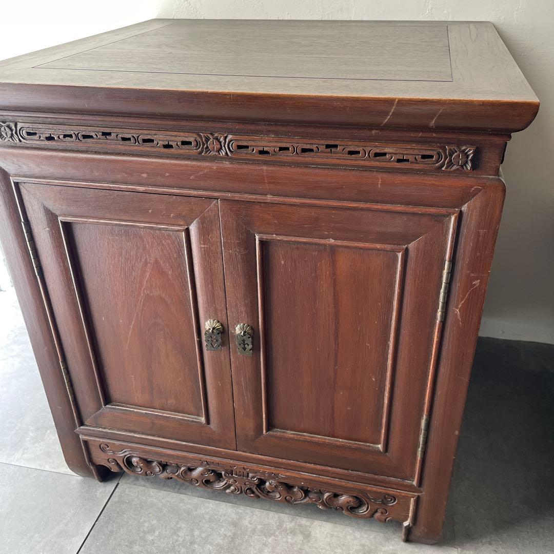 木製　唐木家具　キャビネット　カップボード　ヴィンテージ　李朝　両開き　棚