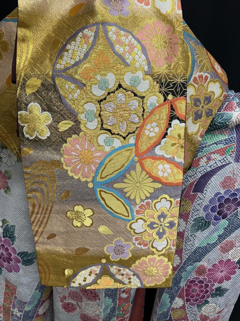 藤娘きぬたや 総絞り 薄紫系 熨斗柄 小紋バック振袖 フルセット 落款あり