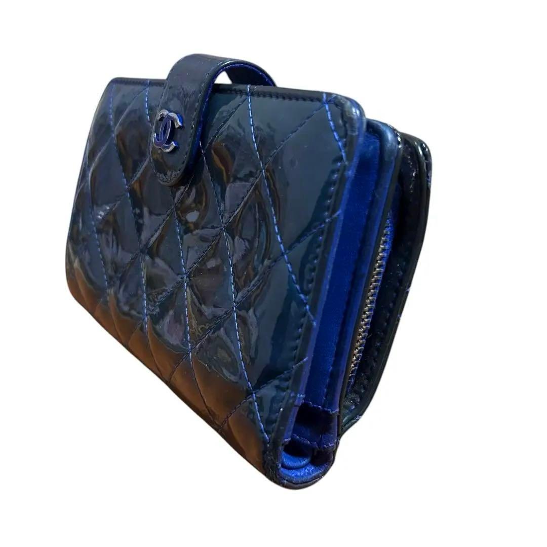 H*i様 CHANEL グリーン ラムスキン マトラッセ 二つ折り財布 コンパク