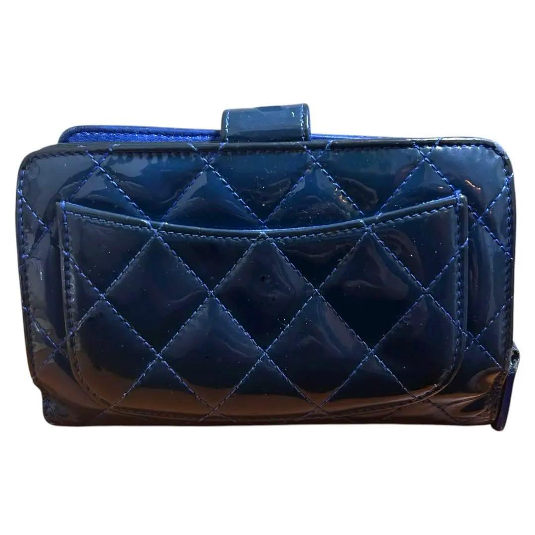 H*i様 CHANEL グリーン ラムスキン マトラッセ 二つ折り財布 コンパク