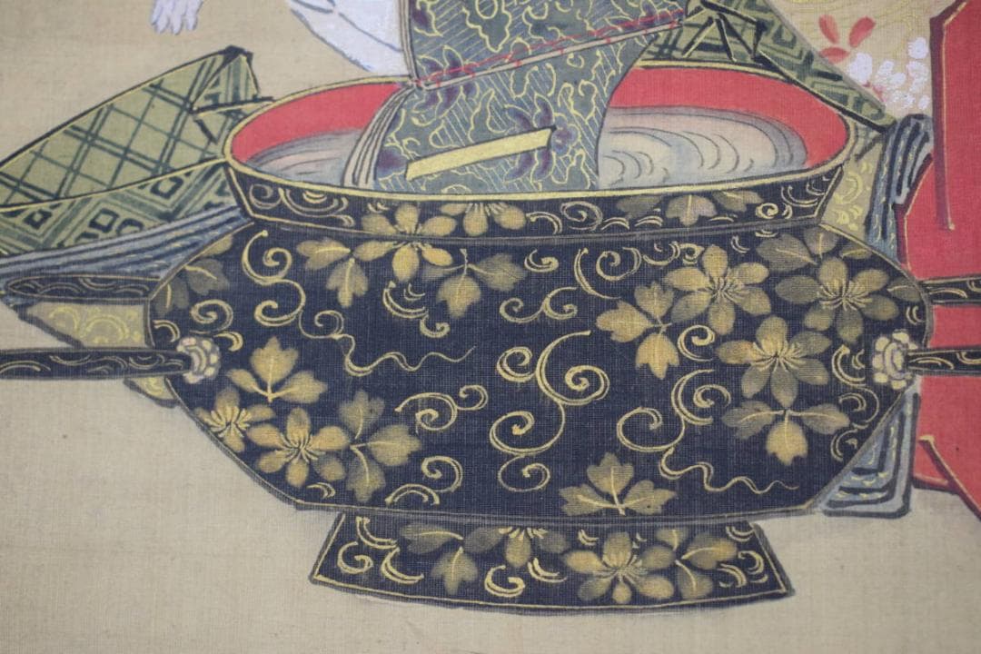 【真作】長谷川雪嶺/小野小町春秋山水図/三幅対/掛軸☆宝船☆Y-204　JM