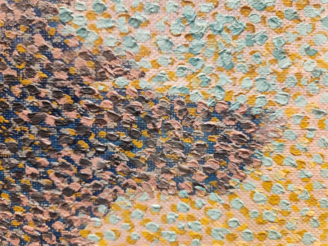 【貴重・大型】点描画 アート作品 額縁付き