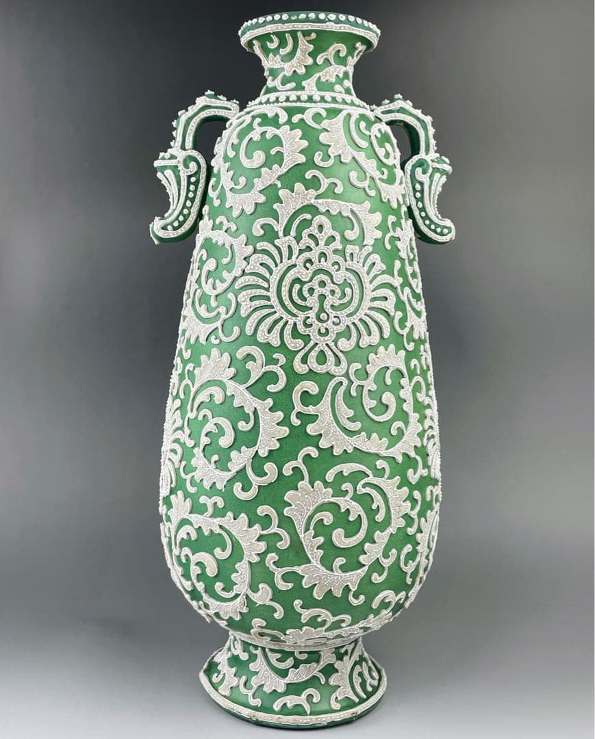 【大型３６．５㎝】オールドニッポン アールヌーボー 一陳盛り 花瓶 真珠盛り