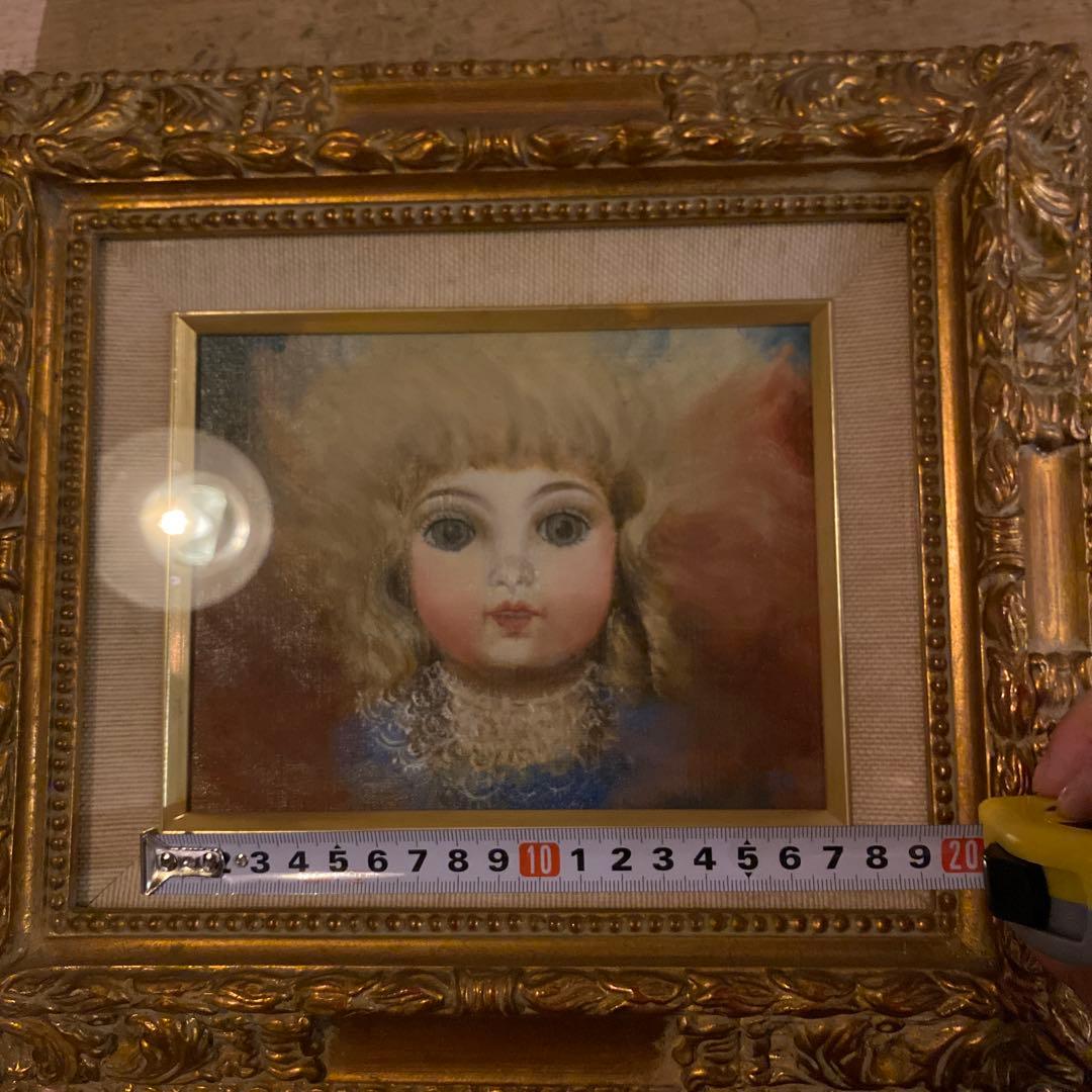 久保田政子 油彩画 額縁付き アンティーク 絵画 上品なドールの油彩画