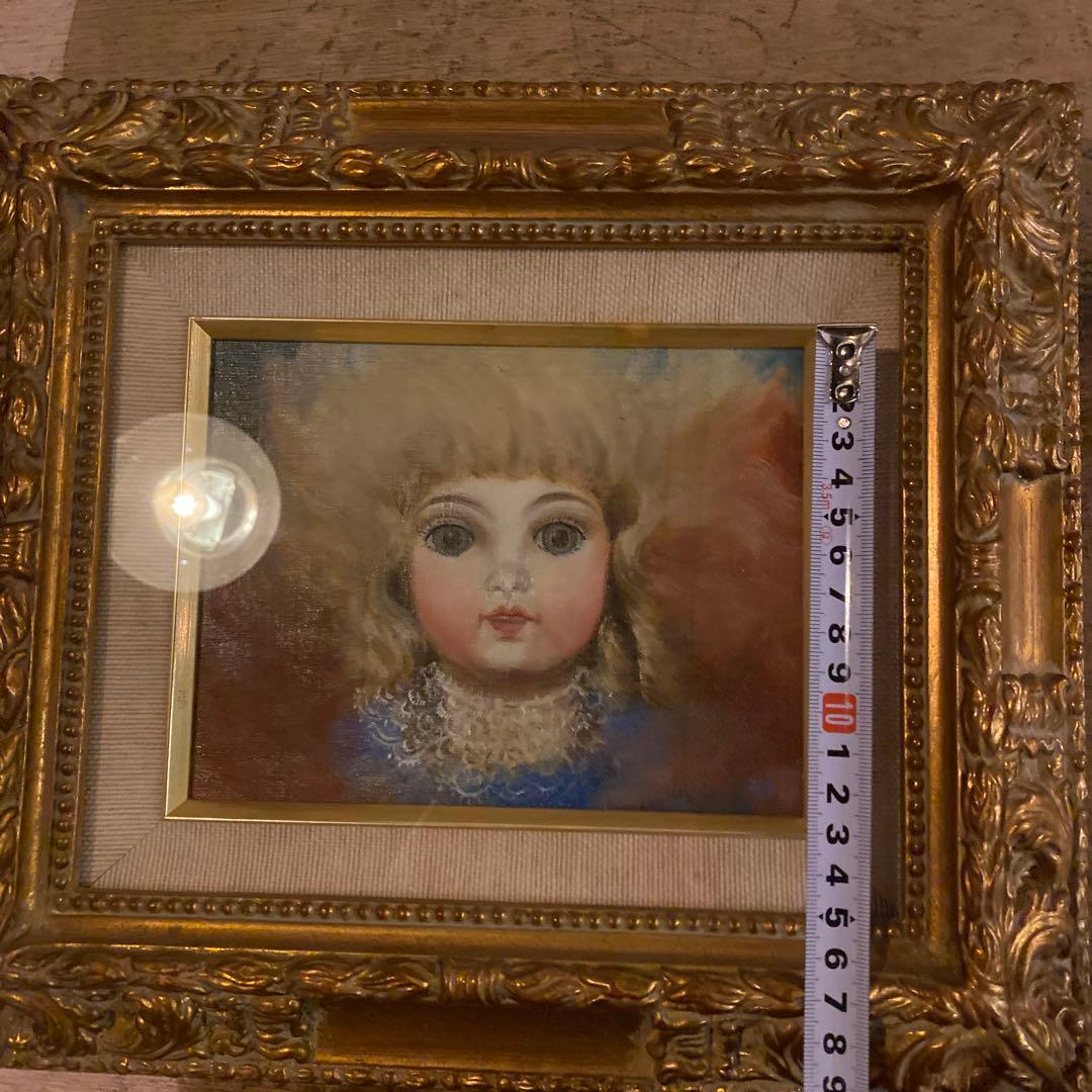 久保田政子 油彩画 額縁付き アンティーク 絵画 上品なドールの油彩画