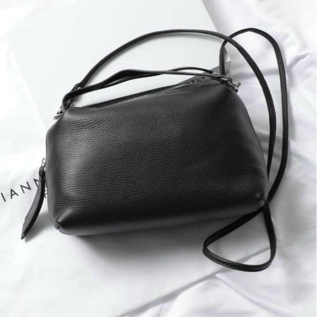 【美品】GIANNI CHIARINI アリファ 2WAY レザーバッグ M 黒