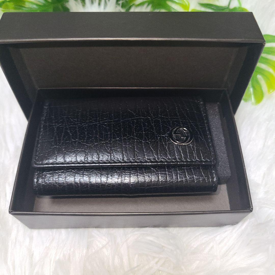 極美品☆GUCCI グッチ ブラック レザー キーケース 6連 Gロゴ 箱付き