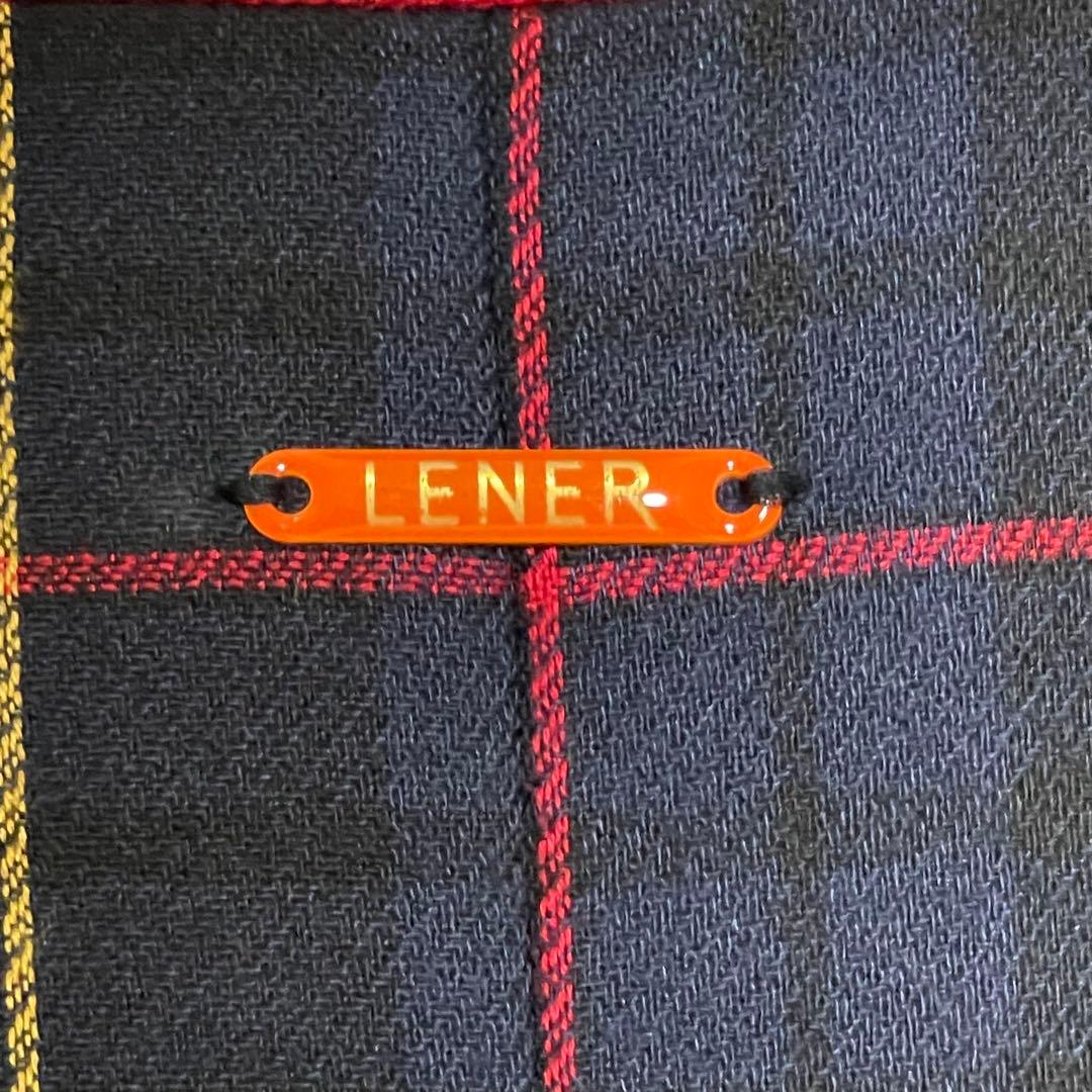 【メゾンレネール】美品チェック ダブル チェスター ロング エンブレム ネイビー