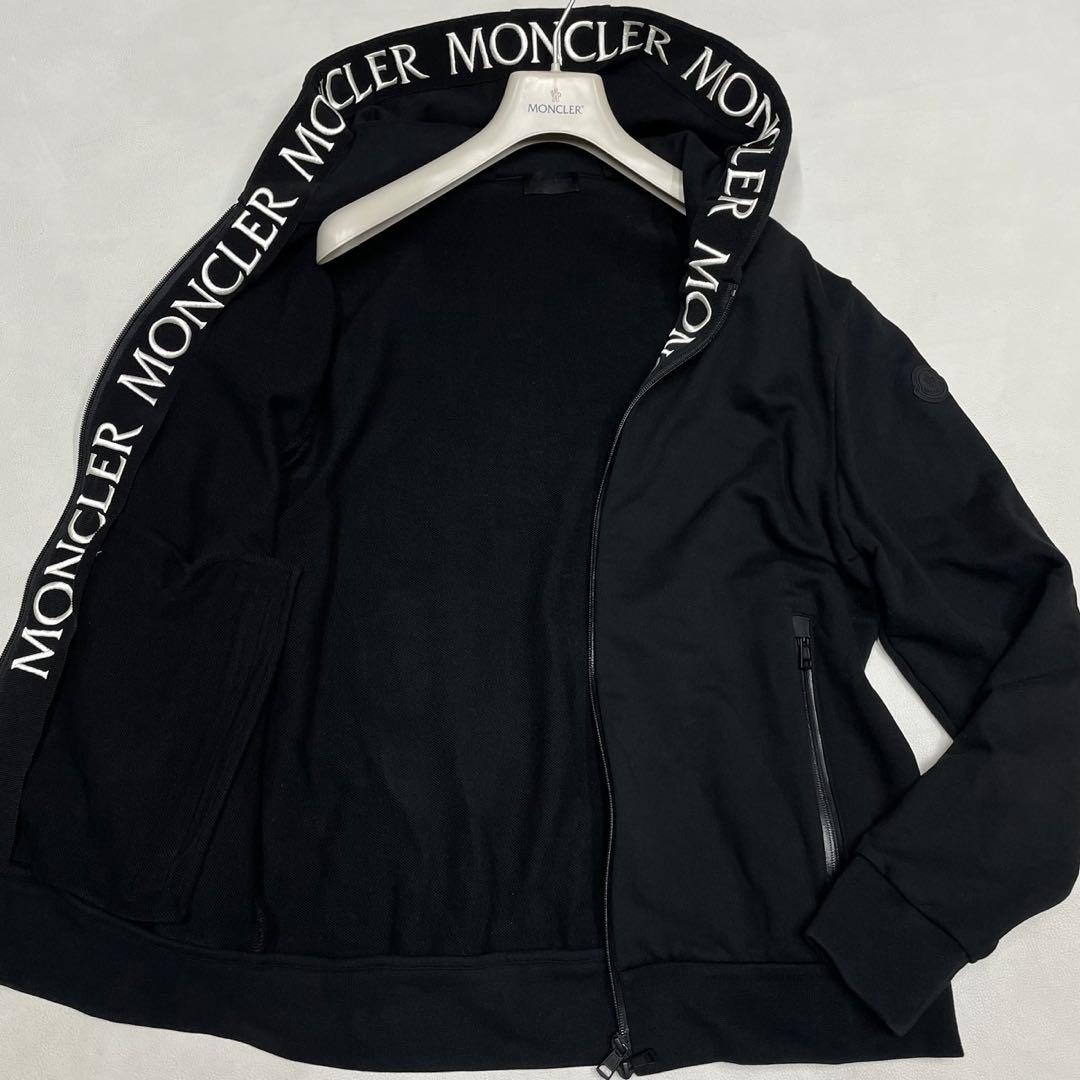 極美品 XLサイズ MONCLER モンクレール 襟ロゴ ジップパーカー