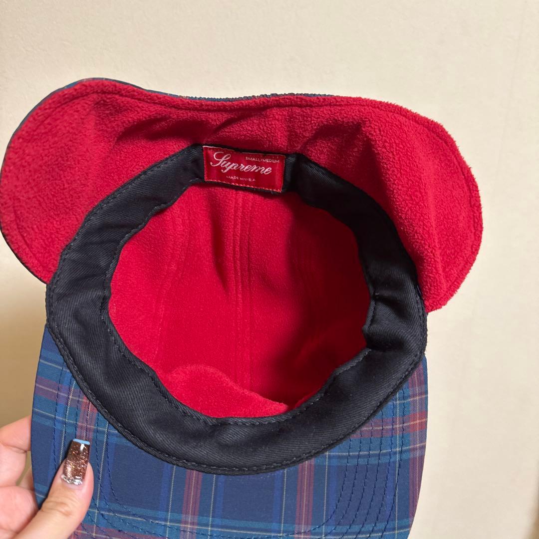 no.3 Supreme チェック柄 耳当て付きキャップ