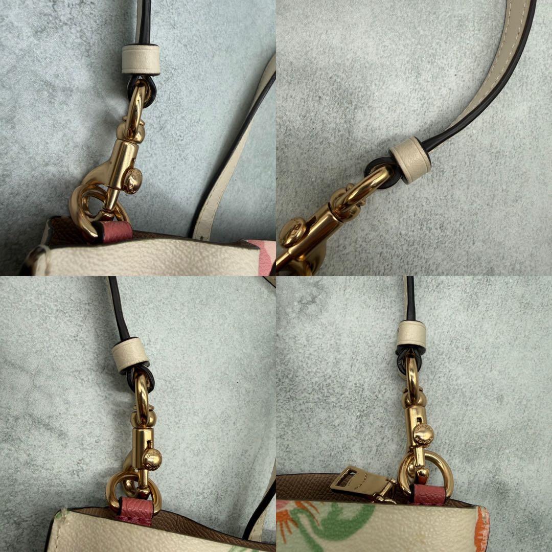 COACH コーチ ショルダーバッグ 2way PVC 花柄 クロスボディ 白