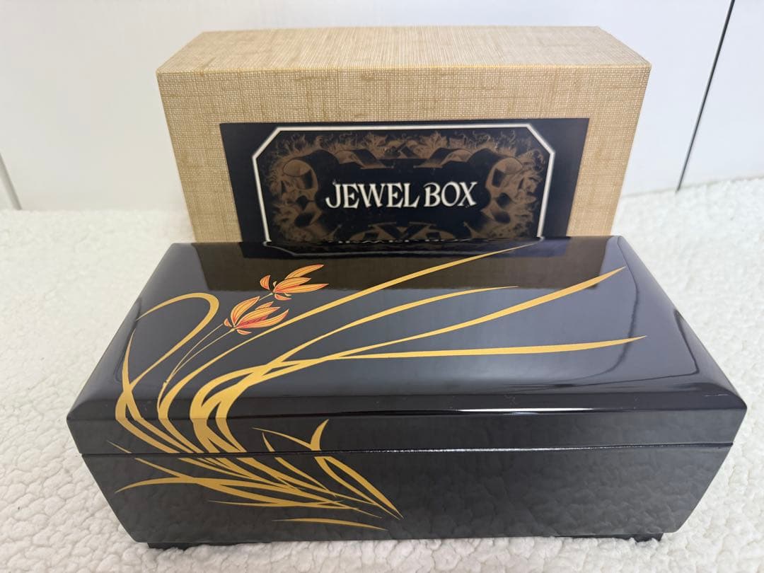 黒塗金蘭オルゴールジュエルボックス2段 新品未使用