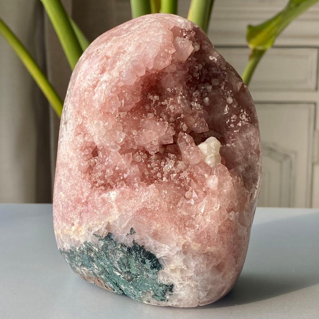 【 天然石 どっしり ピンクアメジスト 原石 ドーム 約1.1kg