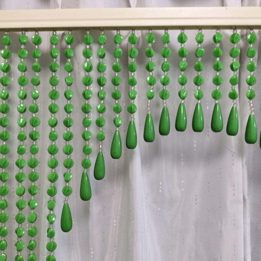 昭和レトロ ナルサ ビーズ珠のれん グリーン 緑