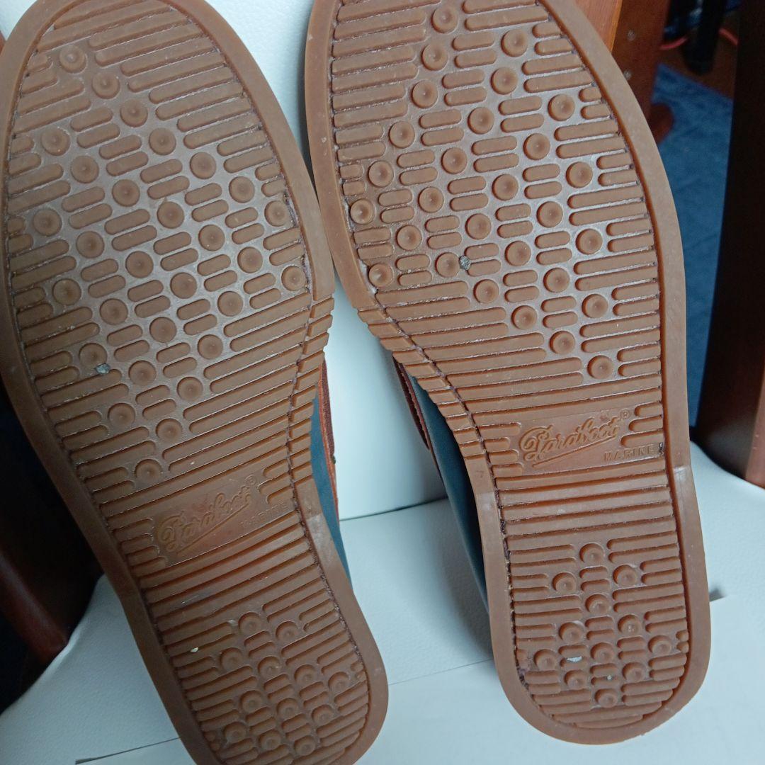 美品★着用2回パラブーツParabootバース モカシンデッキシューズ 青/茶