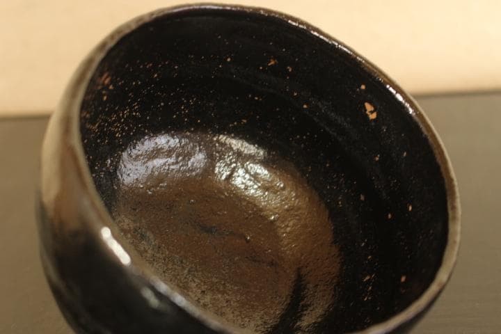 茶道具　楽吉左衛門　慶入　黒茶碗／楽吉左衛門　十二代　弘入極め　共箱・仕覆付き