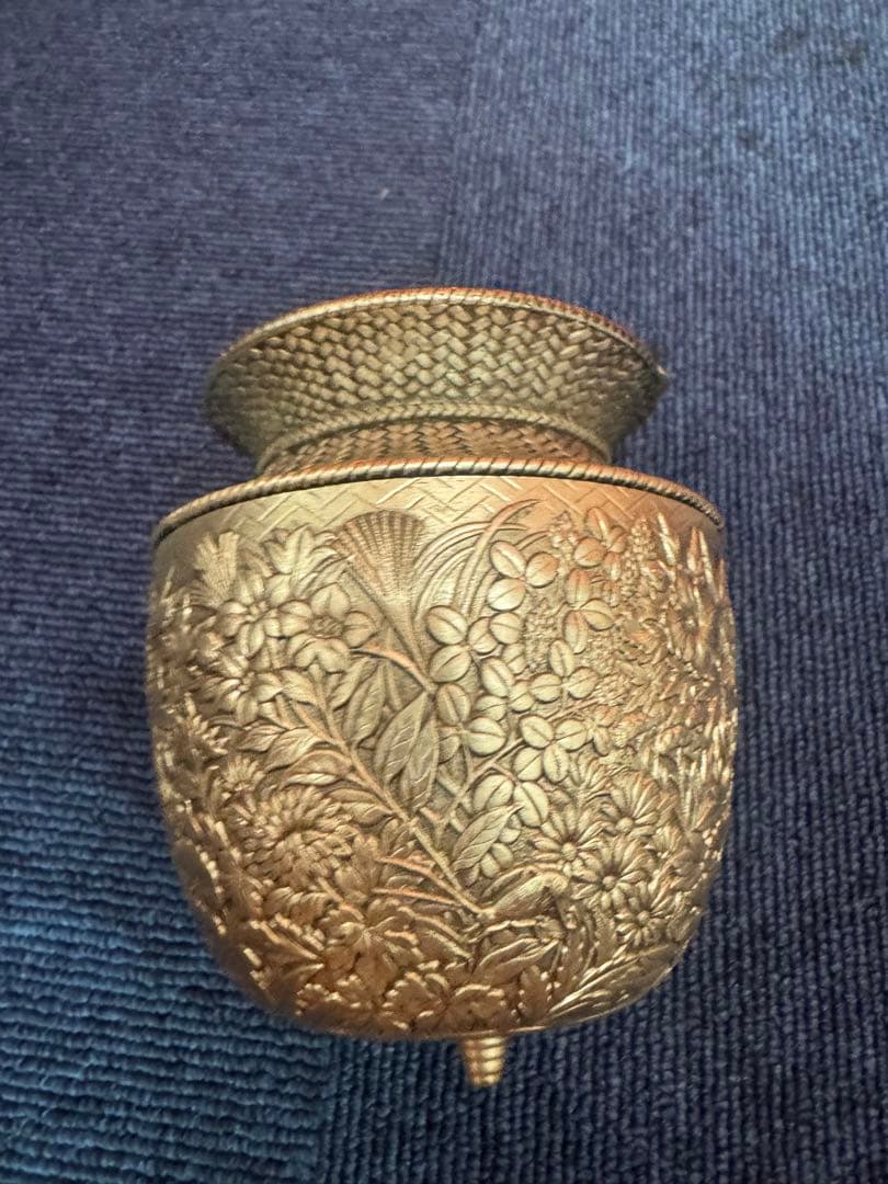 1830 七宝模様 香炉 金工 鍛栄造