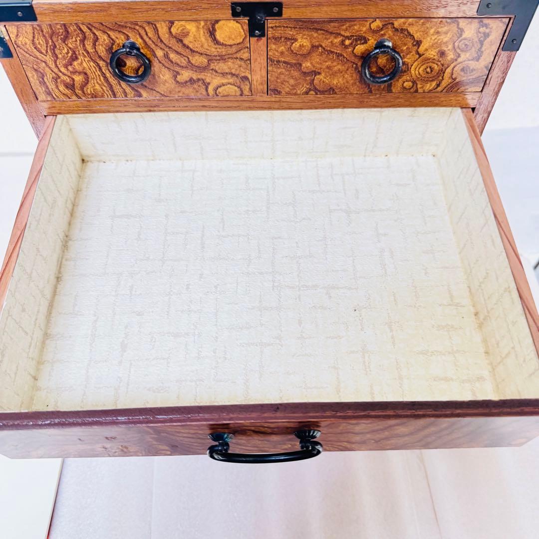 【極美品・高級材】天然木 4段5杯 小箪笥（卓上収納・アンティーク）和モダン