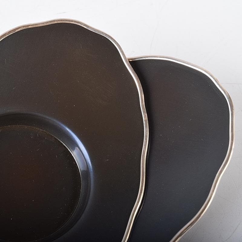 茶道具　静和堂　金谷五良三郎作　銅小判銀覆輪　茶托　五客　共布共箱　FR8042