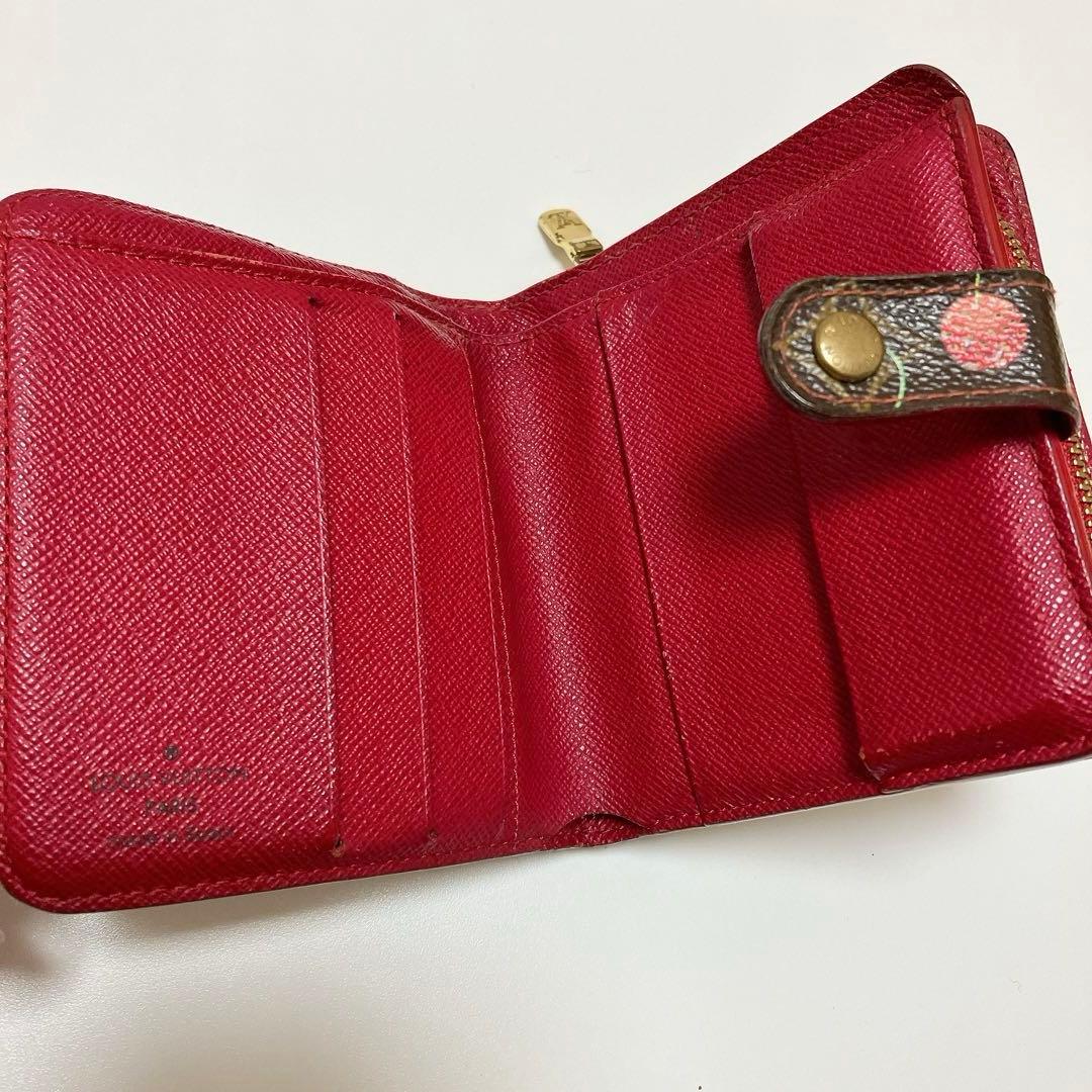 ルイヴィトン モノグラム コンパクトジップ 村上隆 チェリー 折り財布