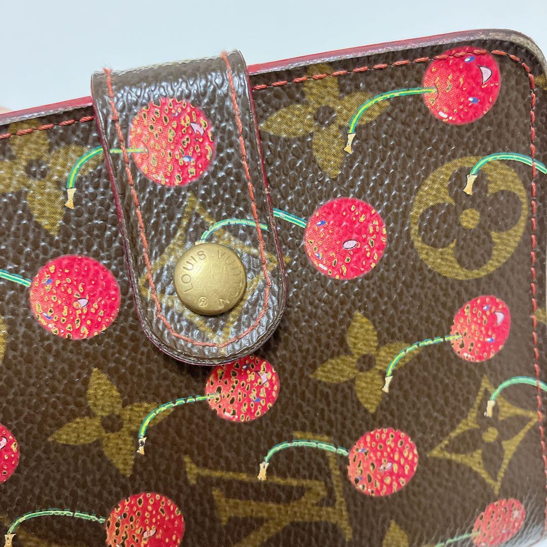 ルイヴィトン モノグラム コンパクトジップ 村上隆 チェリー 折り財布