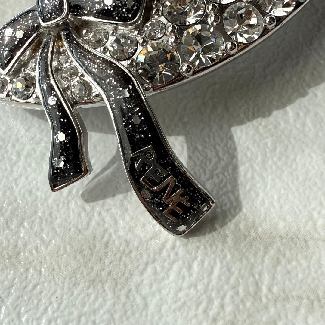 定価4万 Rene 現行品 ハットブローチ スワロフスキー キラキラ