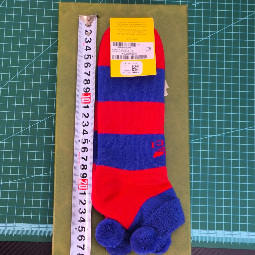 【未使用】 グッチ ×アディダス adidas ボーダー 靴下 メンズ L