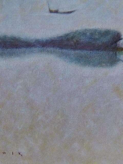 牛島憲之、【朝凪ぐ】、新品高級額 額装付、年代物・希少画集画、状態良好