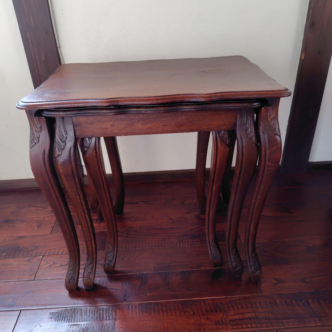 アンティーク　イギリス　猫足ネストテーブル　サイドテーブル