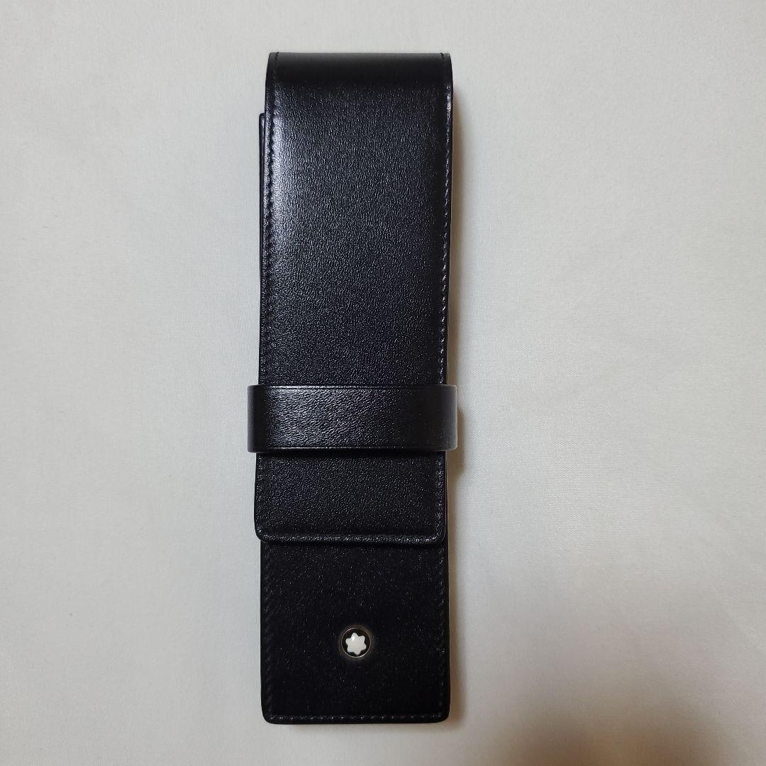 MONT BLANC ブラックレザー ペンケース 2本差し ボックス付き