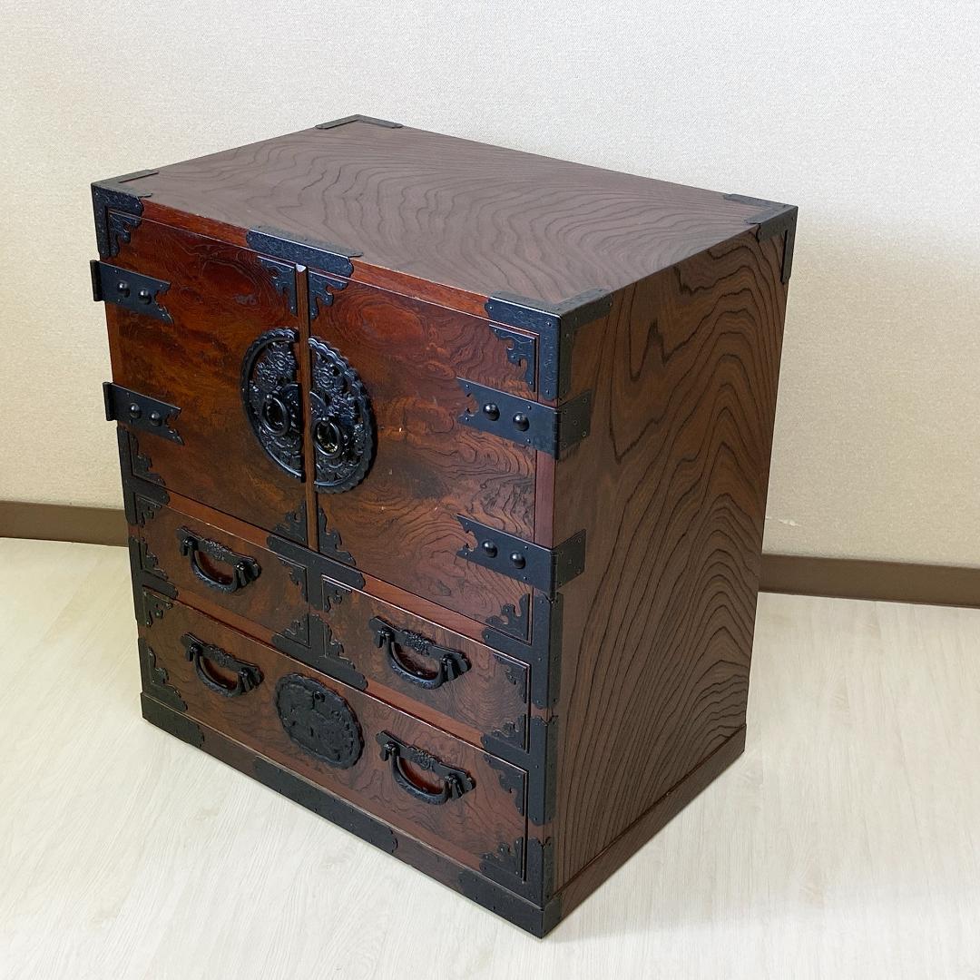 民芸家具 駿河民芸小箪笥 伝統的な日本の木製タンス