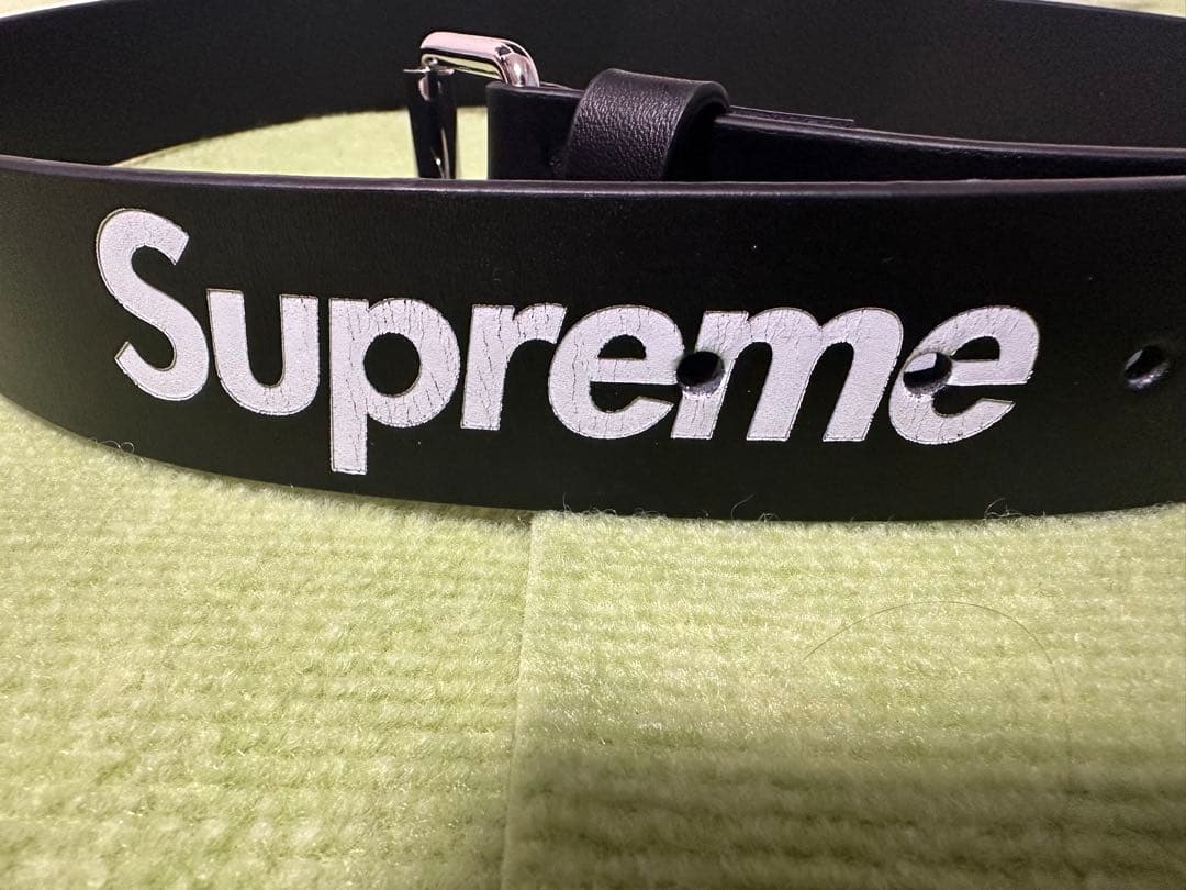 Supreme Repeat Leather Belt ブラック L 25AW