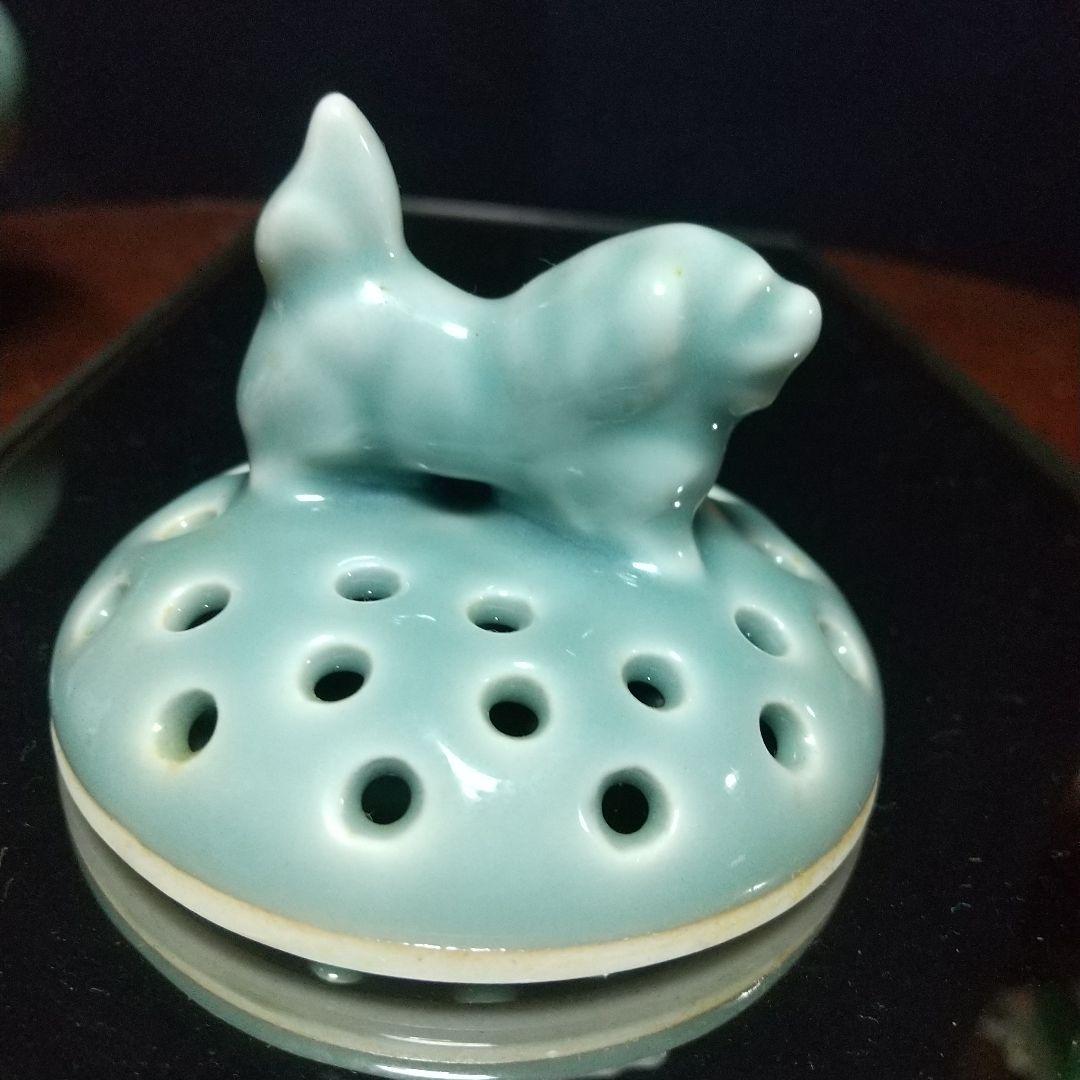 砥部焼 栖山作 青磁三脚香炉