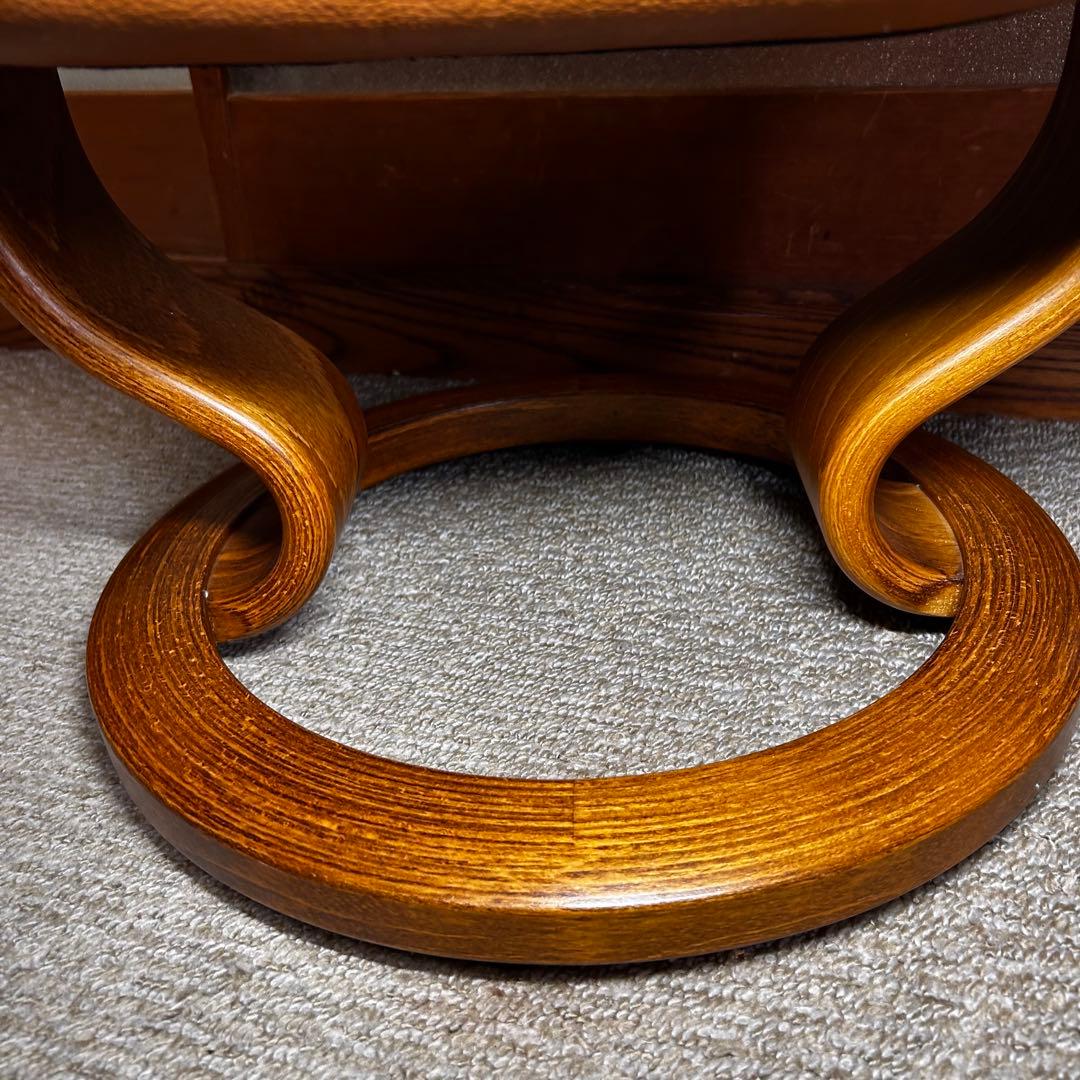 【良品】エコーネス EKORNES 本革レザー オットマン 前後可動式 ブラウン