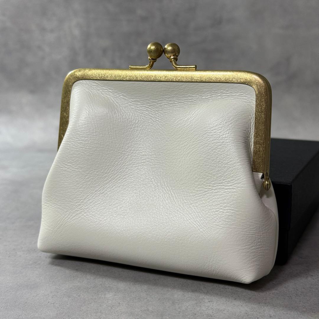 新品未使用✨北欧暮らしの道具店 がま口 本革 ミニウォレット アイボリー