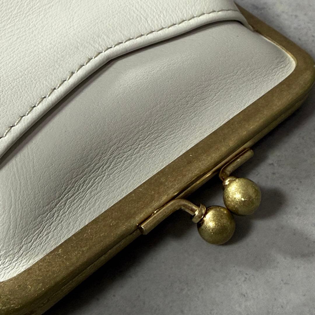 新品未使用✨北欧暮らしの道具店 がま口 本革 ミニウォレット アイボリー