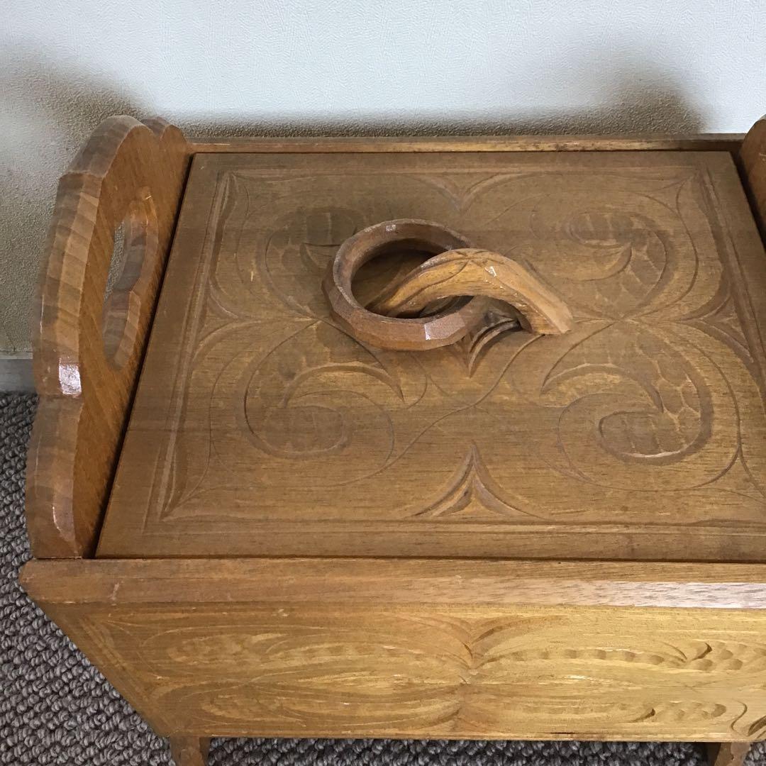美品☆アイヌ工芸　木彫り　彫刻　アイヌ紋様　収納ボックス　アンティーク