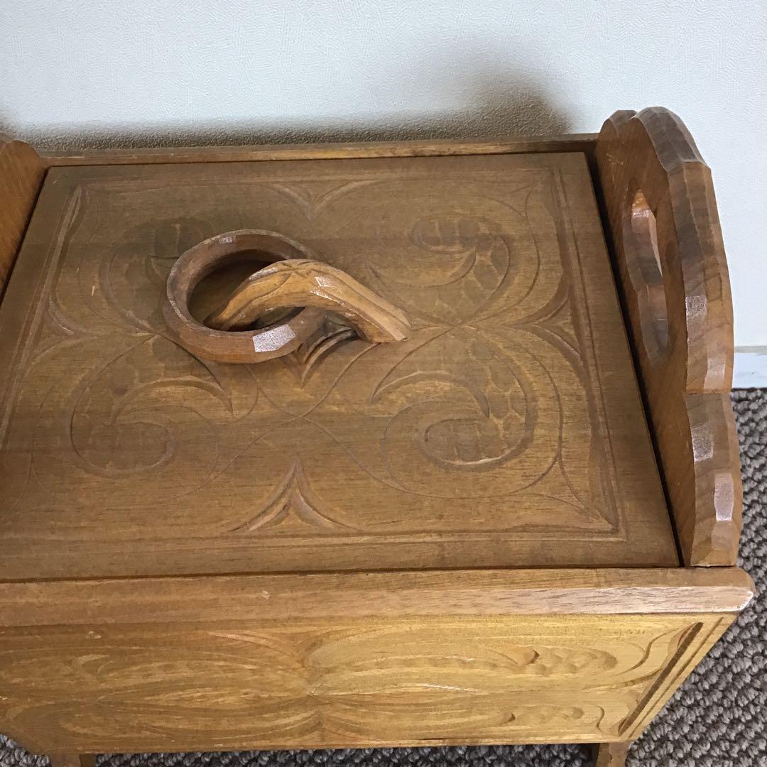 美品☆アイヌ工芸　木彫り　彫刻　アイヌ紋様　収納ボックス　アンティーク