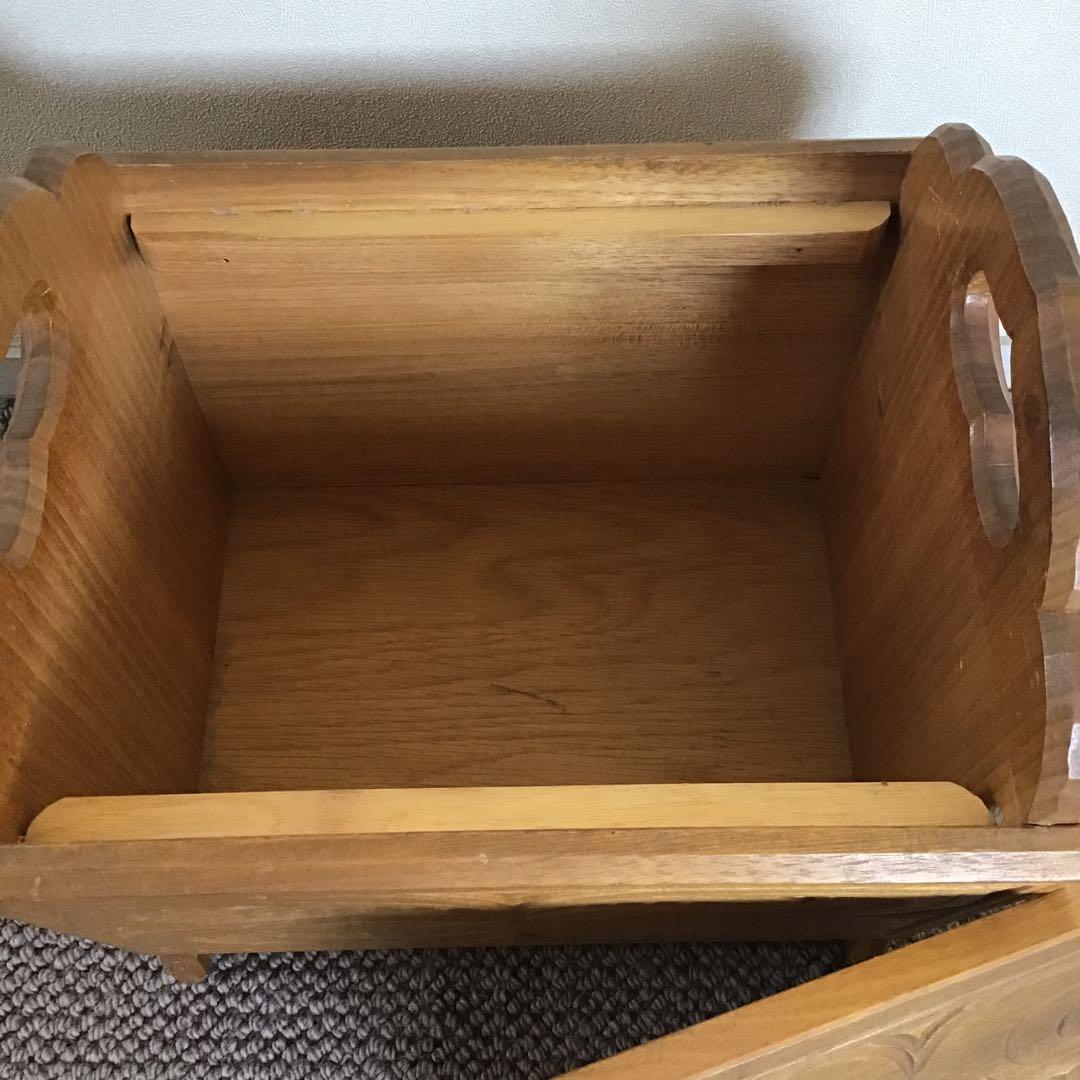 美品☆アイヌ工芸　木彫り　彫刻　アイヌ紋様　収納ボックス　アンティーク