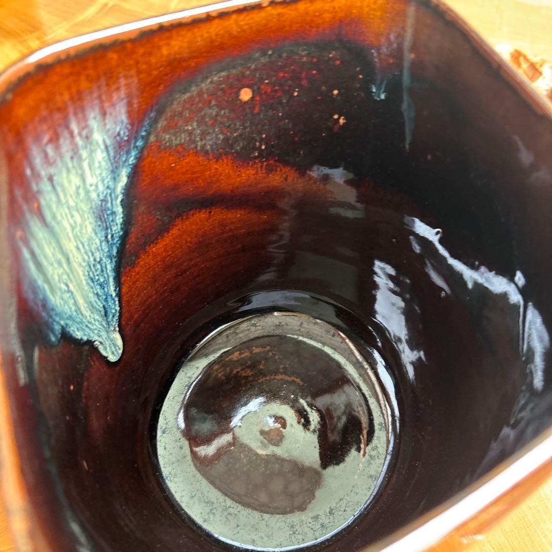 高取焼 鬼丸雪山造 菱形水指 茶道具 共箱【18万円購入】