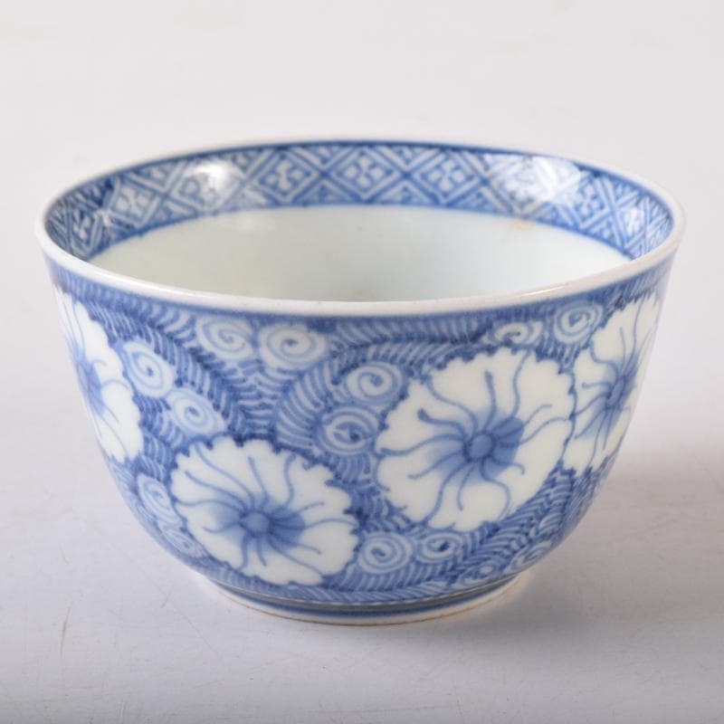 伊万里焼　古伊万里　富貴長春　染付花文　煎茶碗　四客　7685