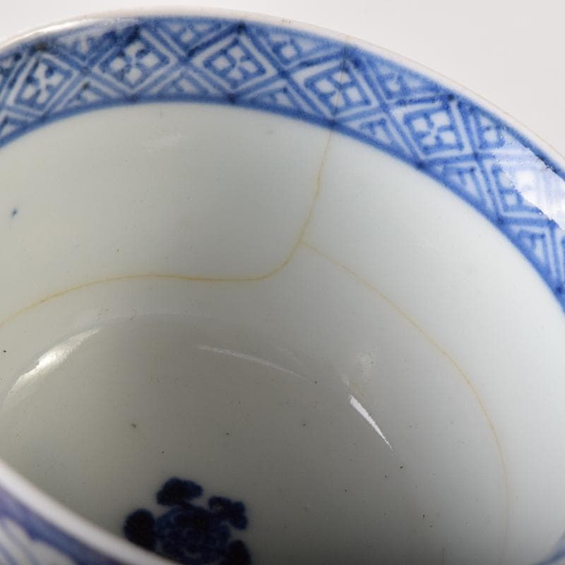 伊万里焼　古伊万里　富貴長春　染付花文　煎茶碗　四客　7685