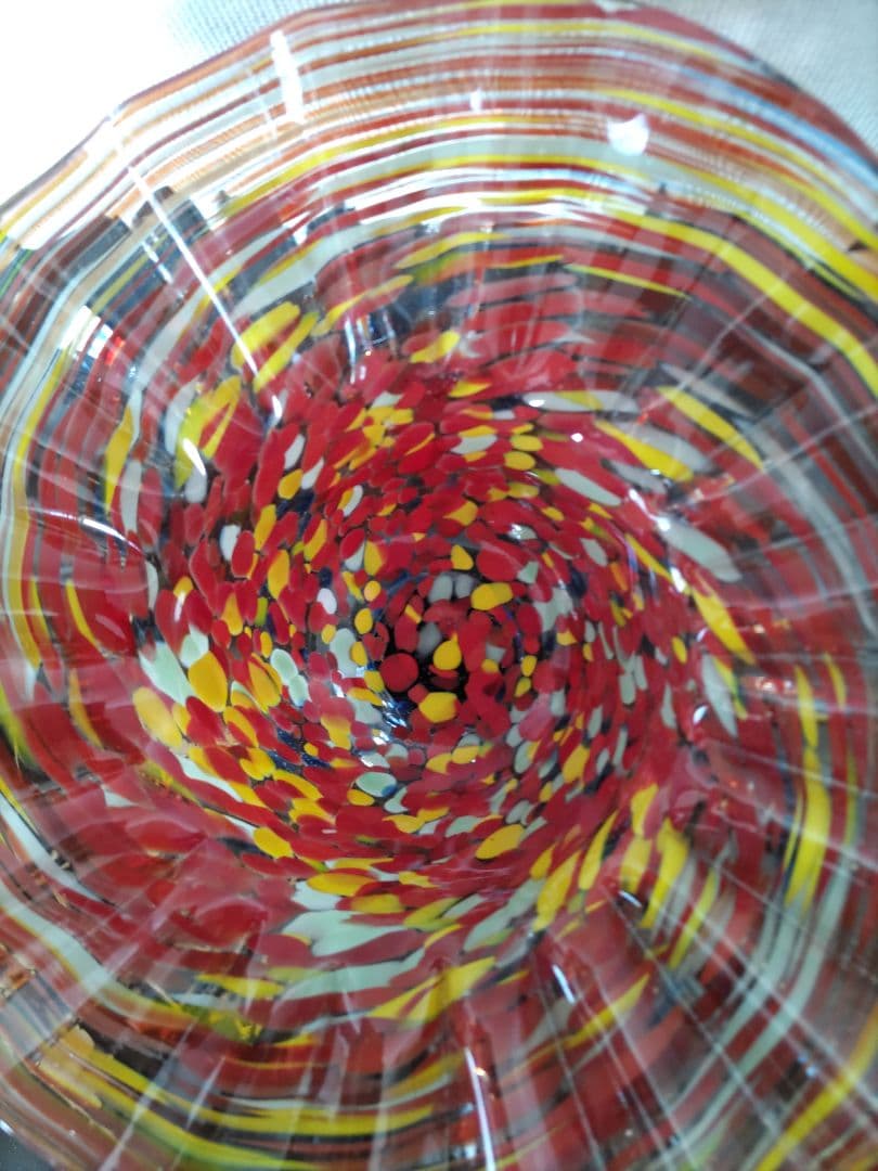 色変わり色吹雪文様　マーブル柄　コンポート