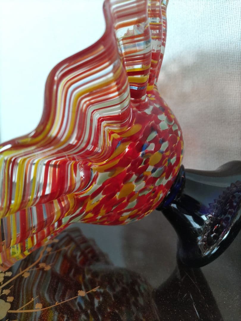 色変わり色吹雪文様　マーブル柄　コンポート