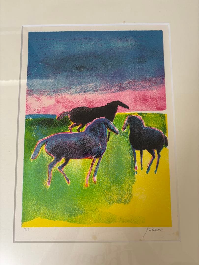 値下げ！★ ポール・ギアマン オリジナル版画 馬 リトグラフ 限定作 版画額装