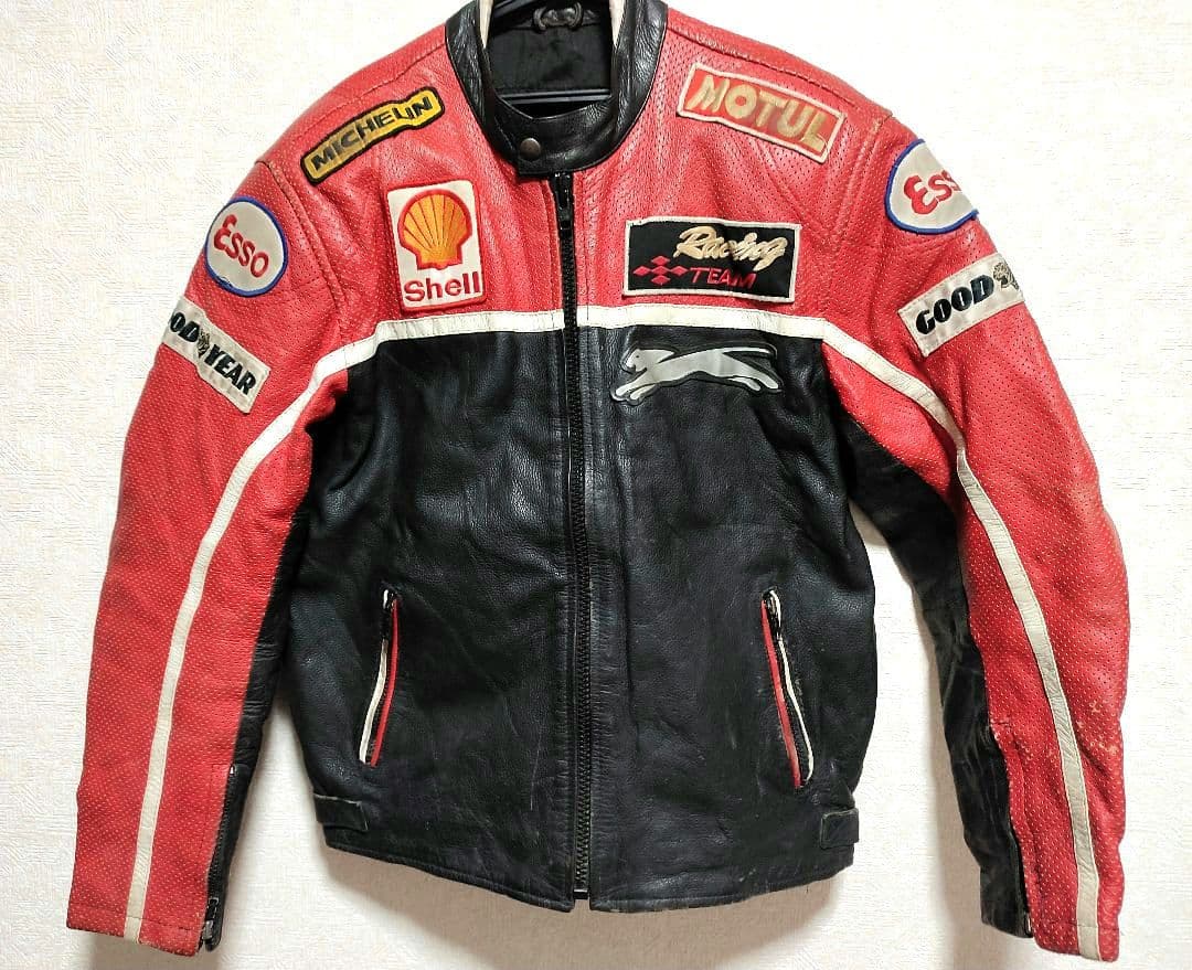 本革✪レーシングジャケット 革ジャン Esso MICHEKIN Shell