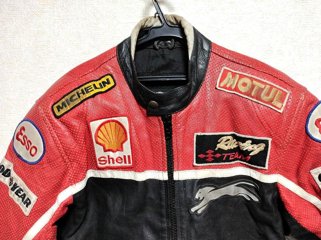 本革✪レーシングジャケット 革ジャン Esso MICHEKIN Shell