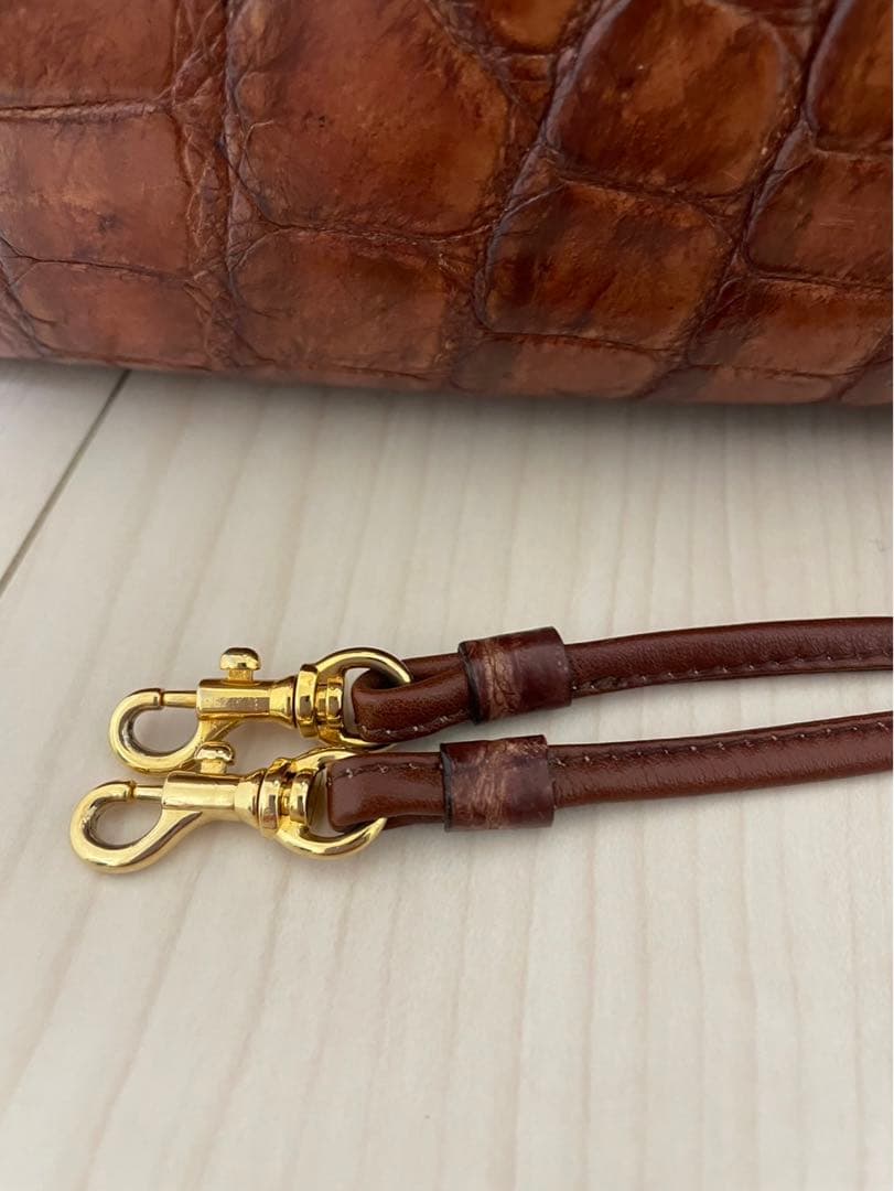 【希少】クロコダイル 高級 ハンドバッグ JRA認定 織りネーム付き 2WAY