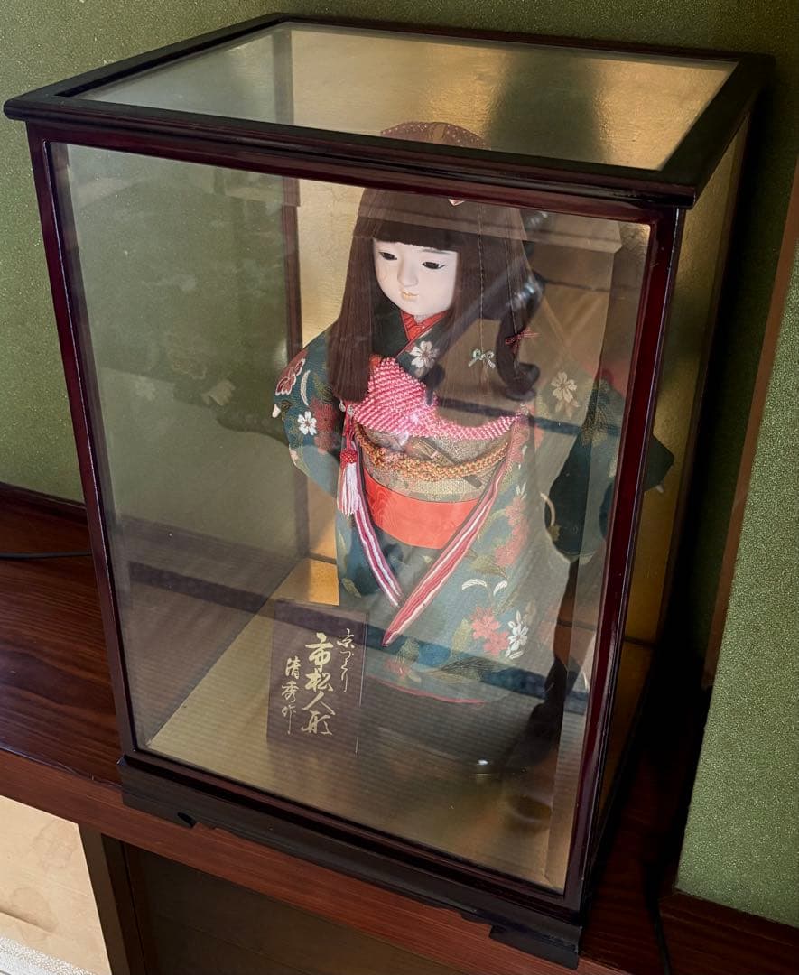 京づくり　市松人形　ガラスケース入り